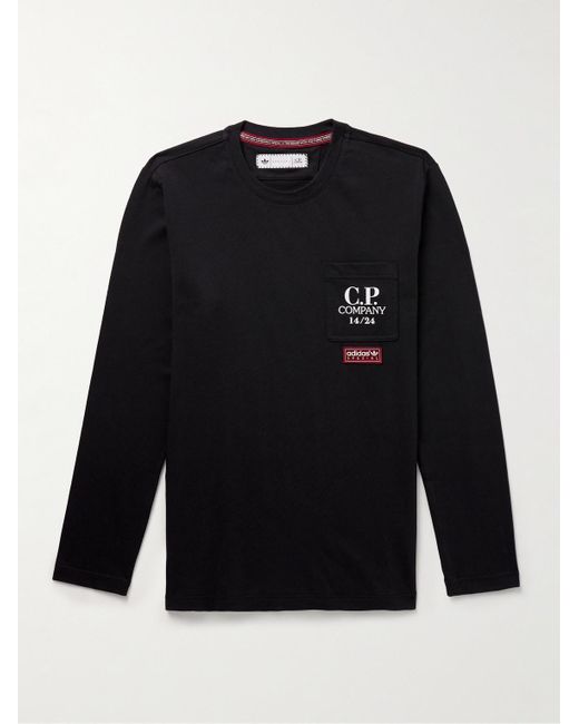 Adidas Originals Black C.P. Company Spezial Logo-Appliquéd Printed Organic Cotton-Jersey T-Shirt for men