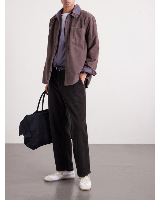 Corridor NYC Black Straight-Leg Cotton-Corduroy Trousers for men