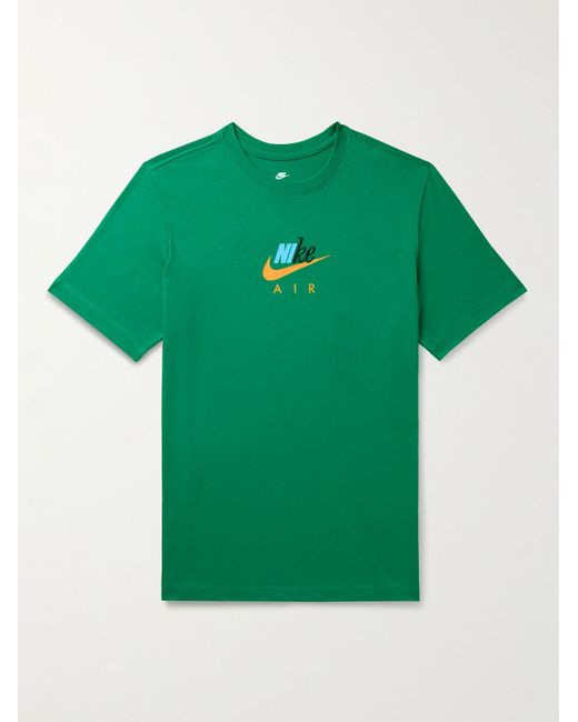Nike Green Connect Slim-fit Logo-print Embroidered Cotton-jersey T-shirt for men