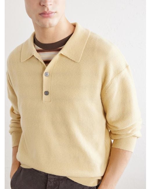 FRAME Natural Wool Polo Sweater for men