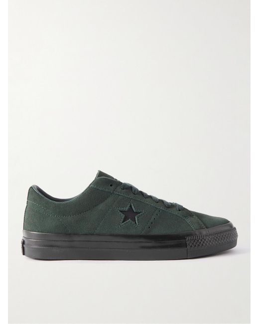 Converse Green One Star Pro Leather-trimmed Suede Sneakers for men