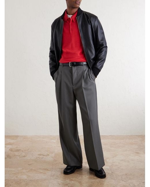John Smedley Red Bill Nighy Cashmere And Silk-Blend Polo T-Shirt for men