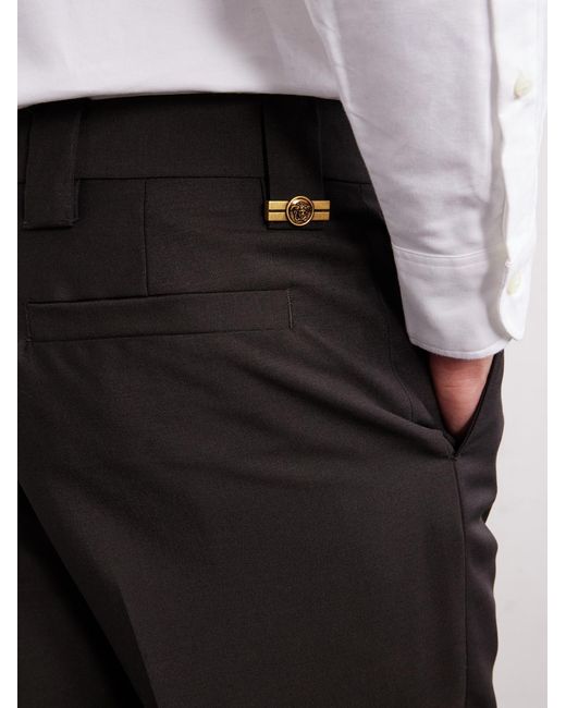 Versace Black Straight-leg Wool And Mohair-blend Trousers for men