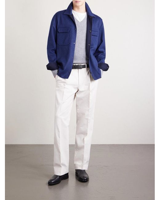 Sease Blue Wool-Blend Overshirt for men
