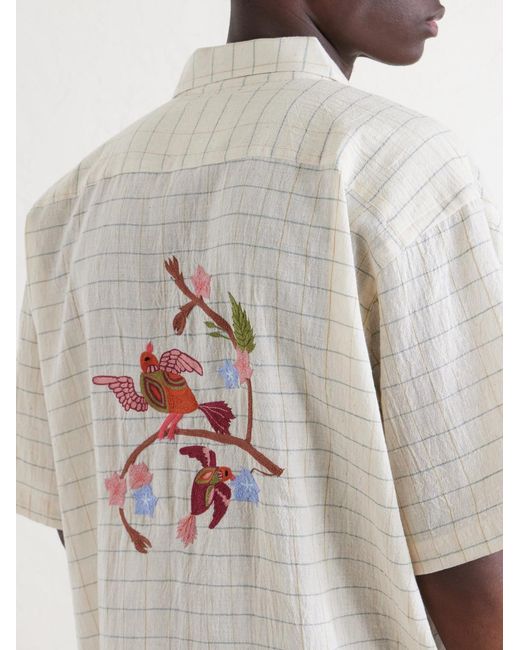 Kardo White Rohit Embroidered Checked Cotton Shirt for men