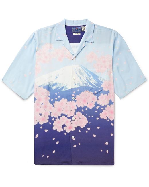 Blue Blue Japan Blue Sakura Tunnel & Mt. Fuji Vacation Shirt for men
