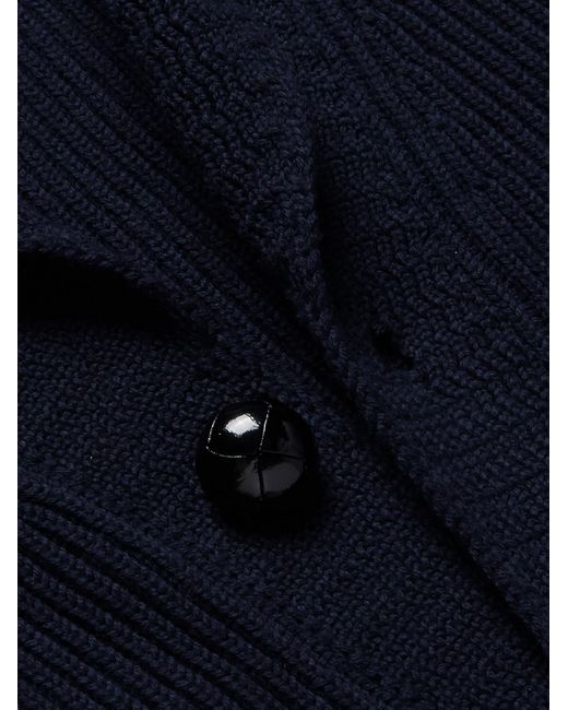 Tom Ford Blue Shawl-Collar Ribbed Wool Cardigan for men