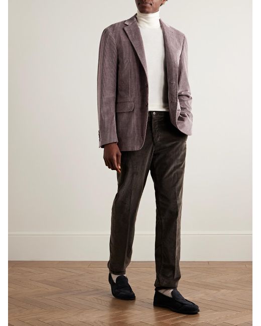 Canali Brown Kei Slim-Fit Cotton-Blend Corduroy Suit Jacket for men