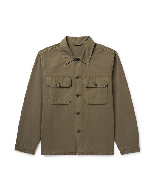 Nili Lotan Men's Green Renard Twill Overshirt
