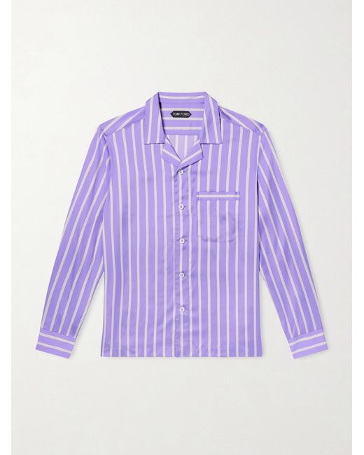 Tom Ford Purple Striped Silk Shirt for men