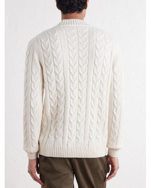 Slowear Natural Zanone Slim-Fit Cable-Knit Virgin Wool Sweater for men