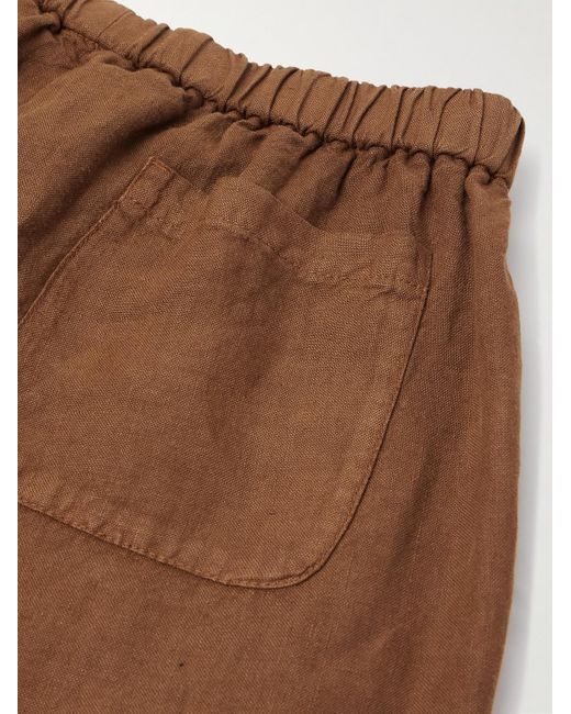 Boglioli Brown Tapered Linen Trousers for men
