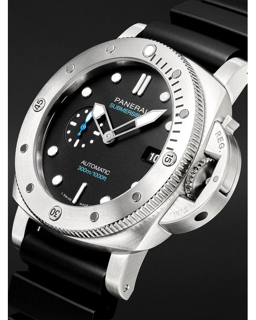 Panerai Black Submersible Quarantaquattro Automatic 44mm Stainless Steel And Rubber Watch for men