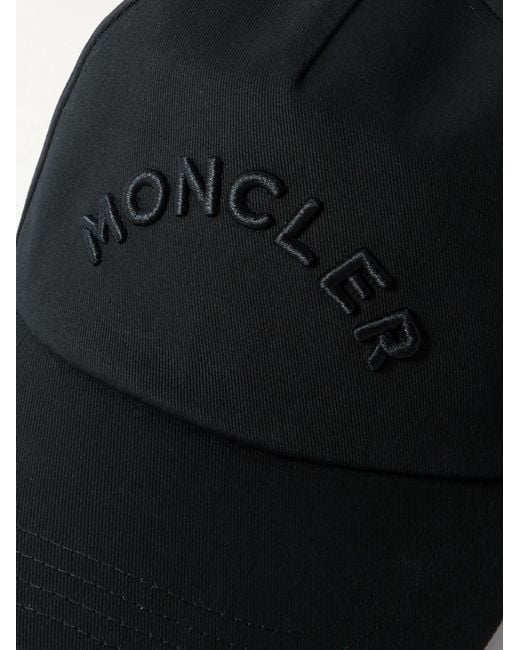 Moncler Baseballkappe aus Baumwollgabardine mit Logoverzierung in Black für Herren