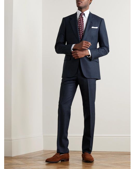 Kingsman Blue Straight-leg Checked Wool And Cashmere-blend Suit Trousers for men