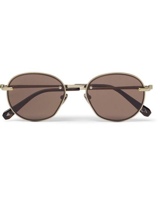 Brioni Round-frame Gold-tone Sunglasses in Metallic for Men - Lyst