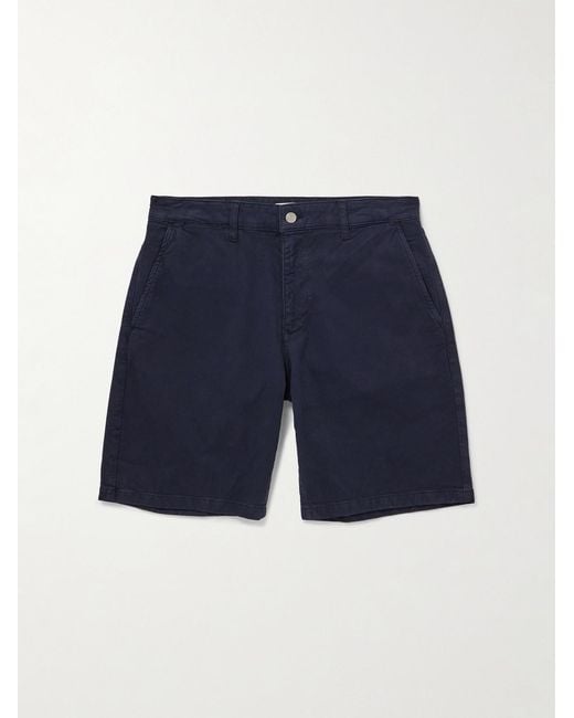 NN07 Blue Aden 1923 Straight-Leg Organic Cotton-Blend Twill Shorts for men
