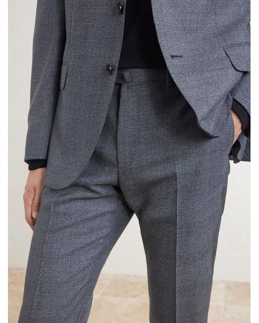 Caruso Blue Straight-leg Prince Of Whales Wool Suit Trousers for men