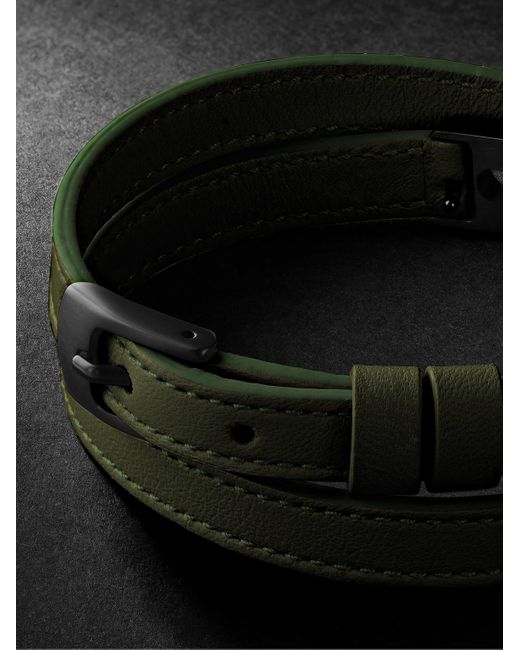 Messika Black My Move Dlc-Coated, Diamond And Leather Bracelet for men