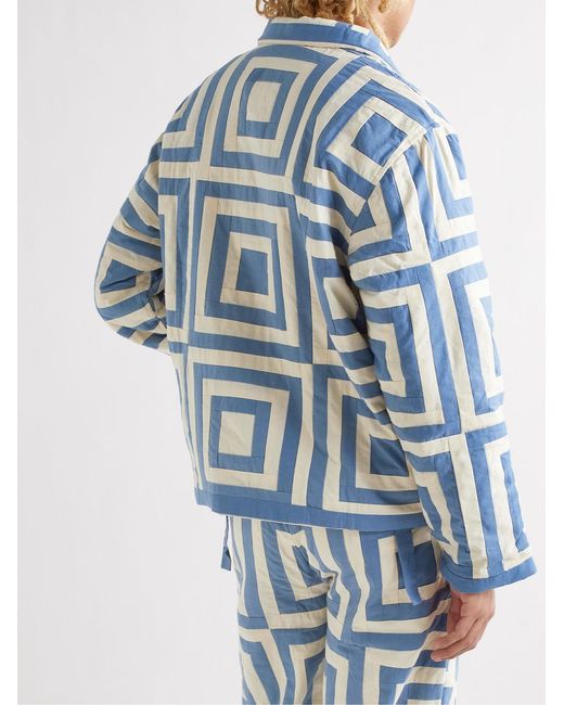 Bode Blue House Steps Reversible Quilted Printed Cotton Jacket for men