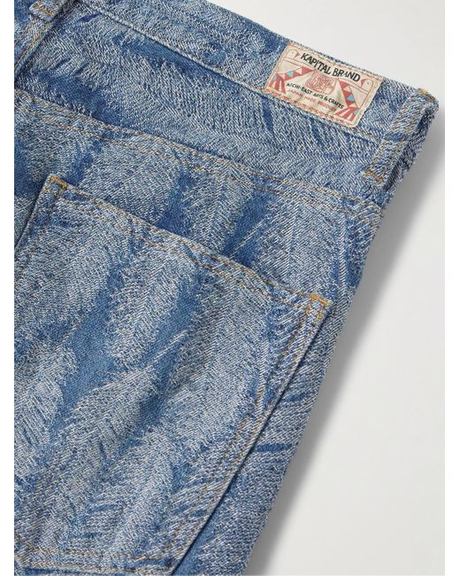 Jeans slim-fit svasati in jacquard Magpie di Kapital in Blue da Uomo