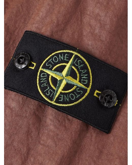 Stone Island Panama Kapuzenjacke aus Nylon mit kurzer Knopfleiste und Logodetail in Stückfärbung in Red für Herren