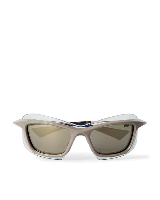 Dior Gray Diorxplorer S1u Acetate Wrap-around Sunglasses for men