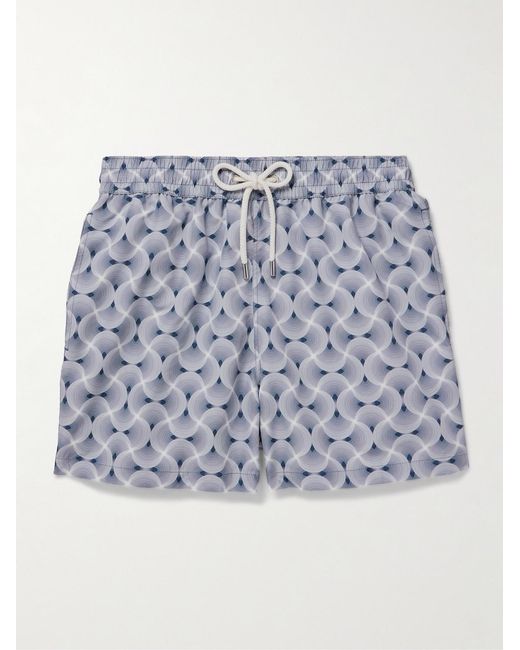 Frescobol Carioca Blue Rio Straight-Leg Mid-Length Recycled Swim Shorts for men