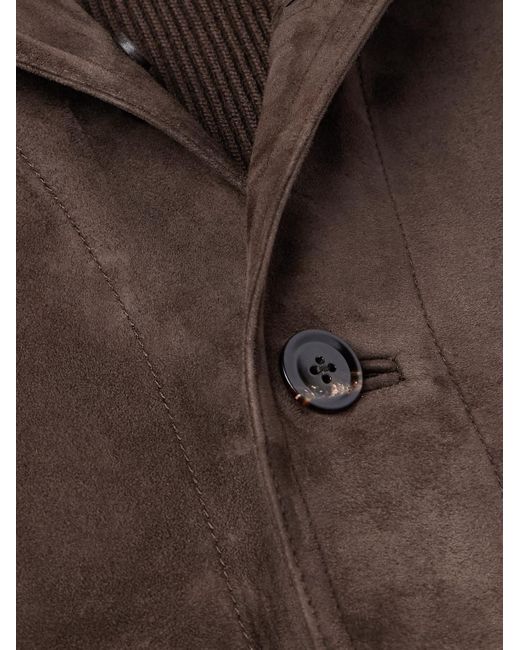 Tom Ford Brown Ribbed Merino Wool And Suede Jacket for men