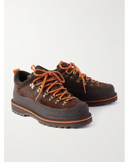 Mr P. Brown Diemme Roccia Basso Rubber-trimmed Suede Hiking Boots for men