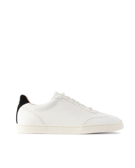 Brunello Cucinelli White Coda Di Rondine Suede-trimmed Leather Sneakers for men