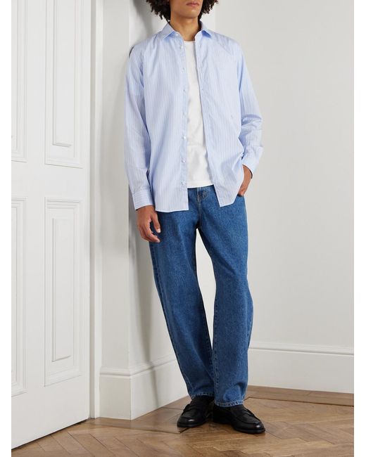 Massimo Alba Blue Genova Striped Cotton-voile Shirt for men