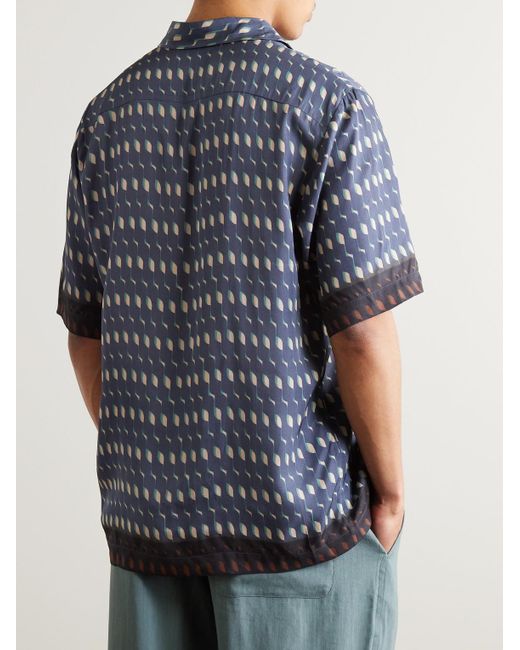 Camicia in raso stampato di Dries Van Noten in Blue da Uomo
