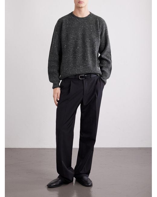 Eleventy Blue Ribbed Wool-Blend Sweater for men