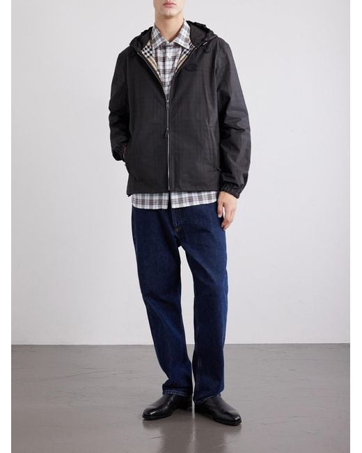 Burberry Black Newport Logo-Appliquéd Checked Cotton Jacket for men