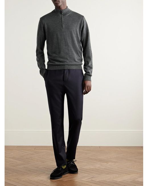Canali Gray Wool Half-zip Sweater for men