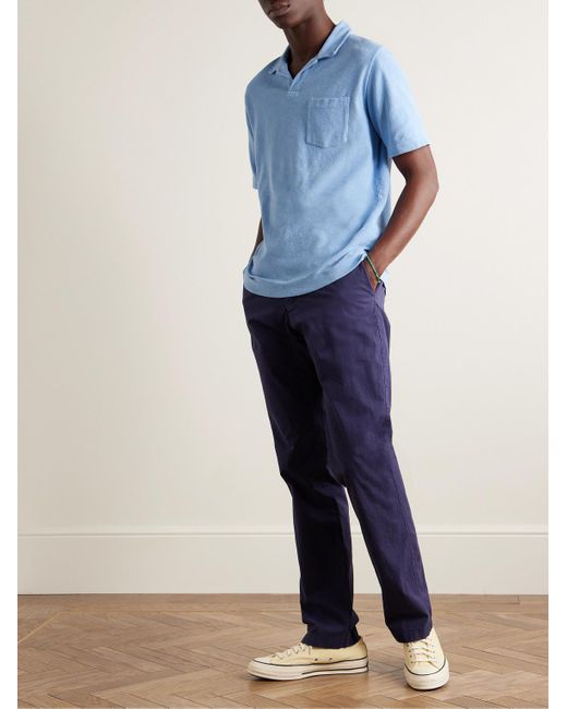 Hartford Blue Cotton-terry Polo Shirt for men