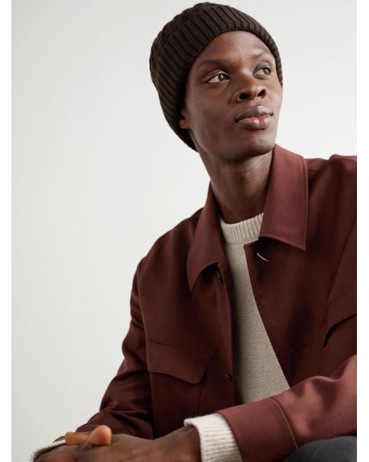 Mr P. Black Cable-knit Wool Beanie for men