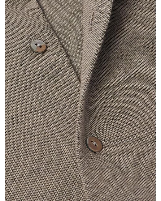 STÒFFA Gray Cotton And Silk-Blend Piqué Shirt for men