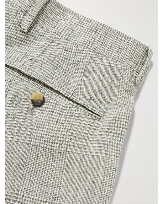 Mr P. Gray Phillip Straight-Leg Prince Of Wales Checked Linen Suit Trousers for men