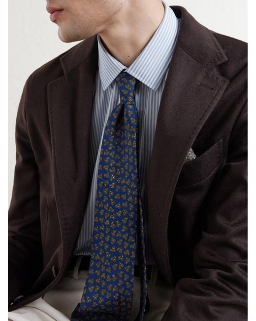 Rubinacci Blue 9Cm Printed Silk-Twill Tie for men