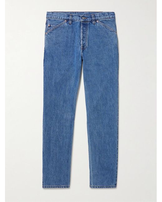 Drake's Blue Tapered Selvedge Denim Jeans for men