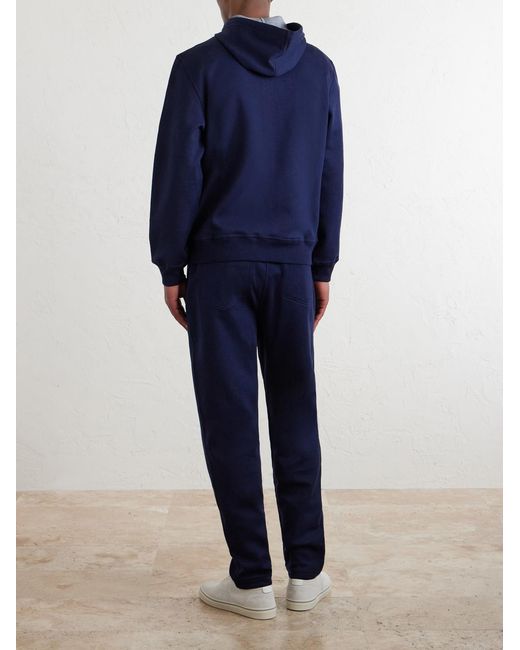 Brunello Cucinelli Blue Cotton-Blend Zip-Up Hoodie for men