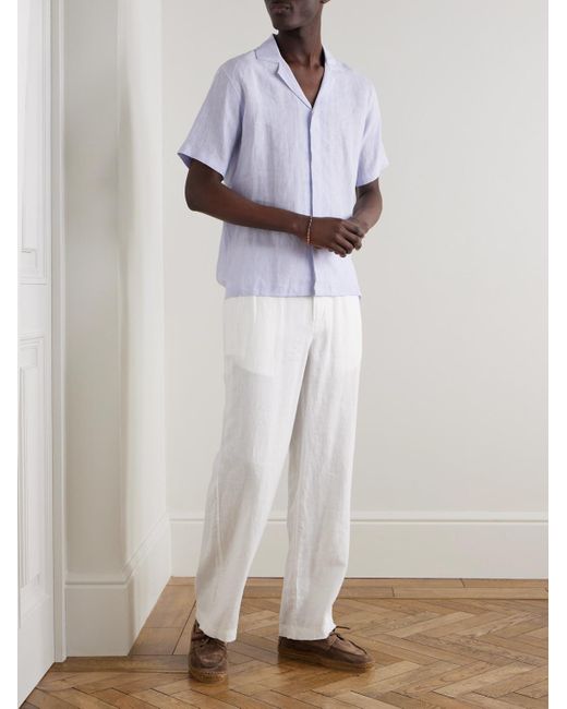 Orlebar Brown White Maitan Ii Camp-Collar Linen Shirt for men