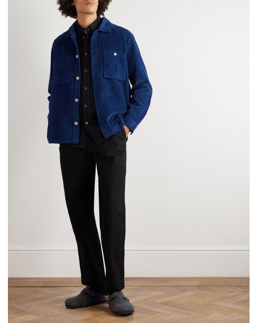 Folk Blue Cotton-Corduroy Overshirt for men