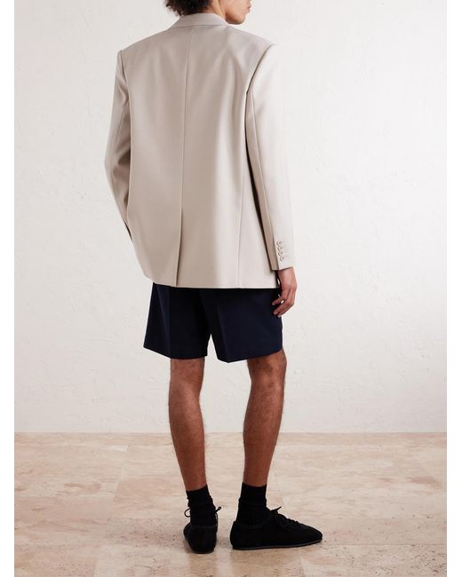 Dries Van Noten Blue Straight-Leg Cotton And Wool-Blend Shorts for men