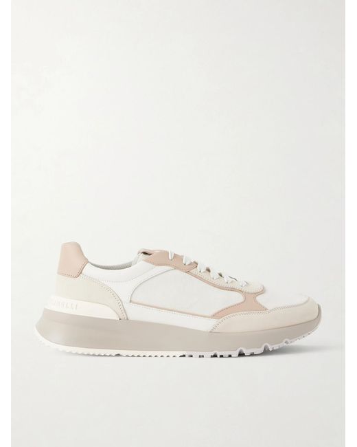 Brunello Cucinelli Natural Leather And Suede Sneakers for men