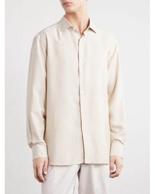 Zegna Natural Striped Silk Shirt for men