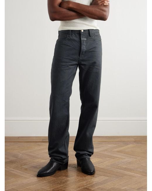 Jeans A Gamba Dritta Con Logo Applicato di Fear Of God in Blue da Uomo
