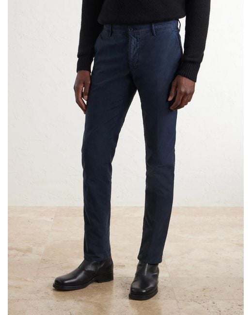 Slowear Blue Straight-Leg Stretch-Cotton Trousers for men